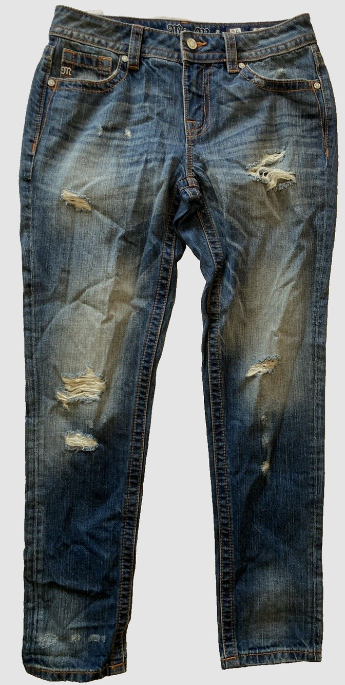 Miss Me Boyfriend Ankle Jean Women's 26 (30x27) Blue Medium Wash Distressed NWOT